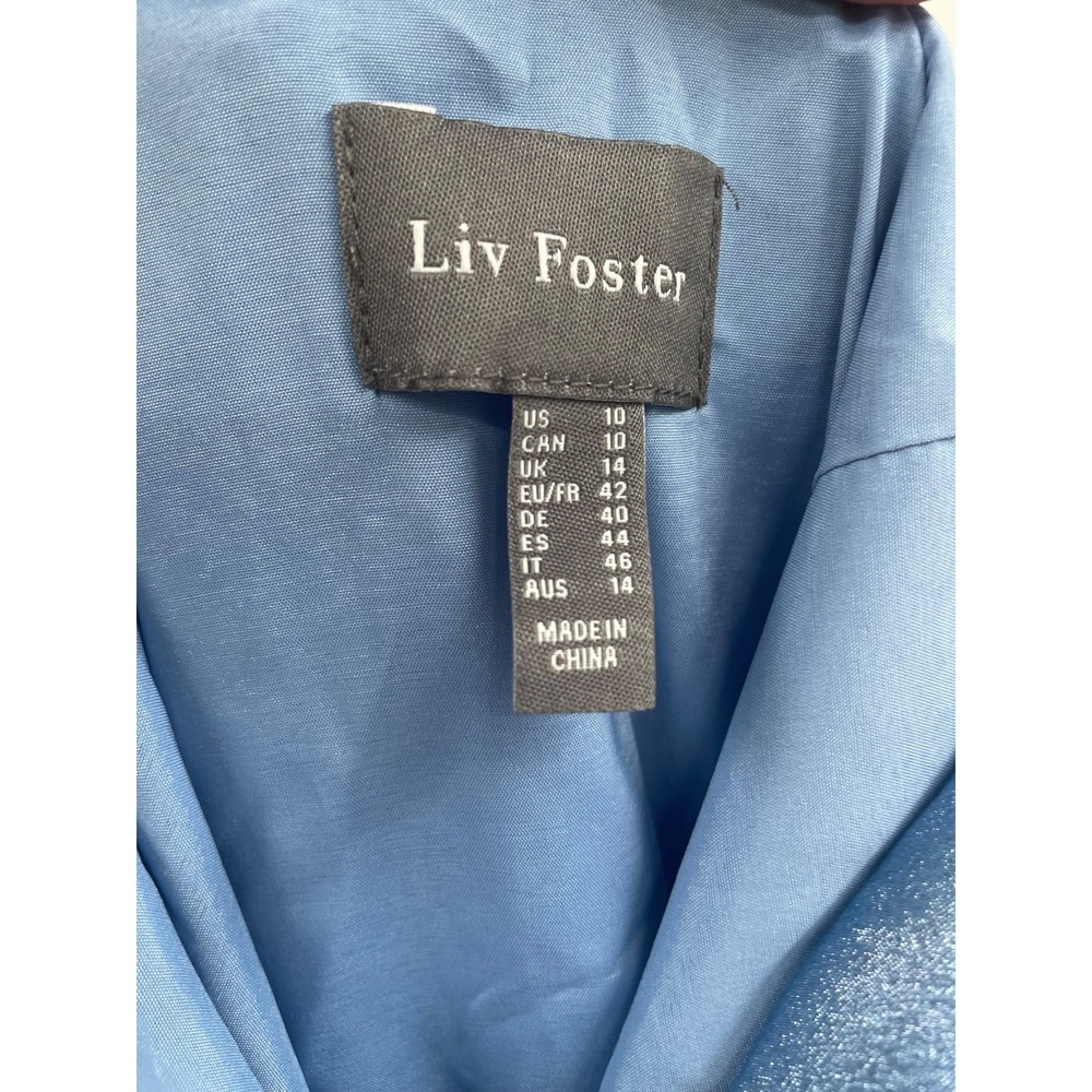 Liv Foster Lola Foiled Gown Dress Women's 10 Azure Blue Open Back Cowl Neck NWT‎ - Picture 13 of 16